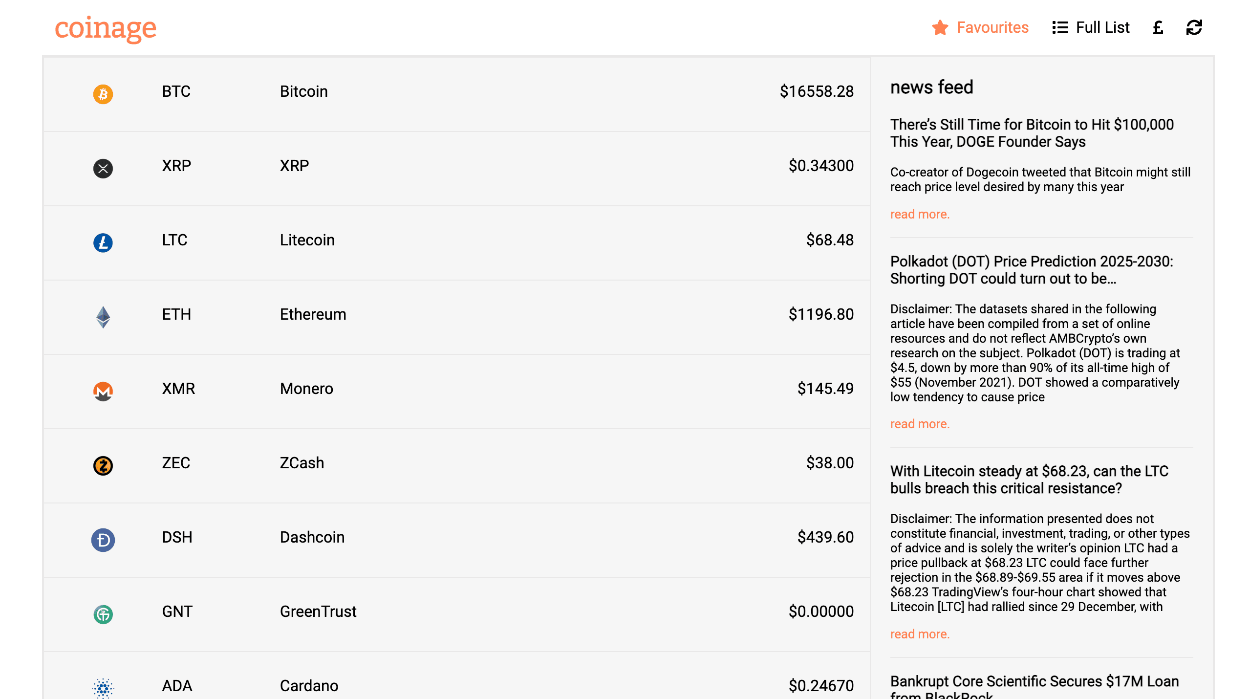 Coinage web app